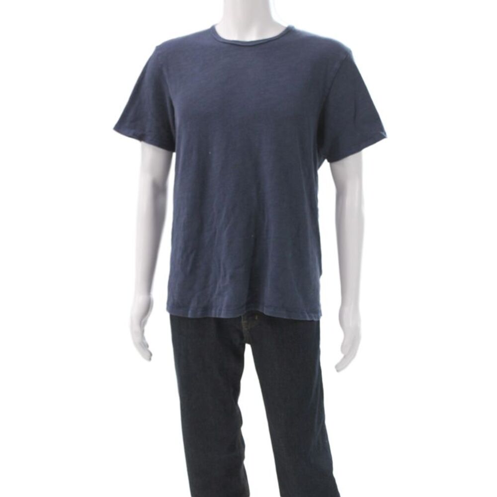 Rag & Bone Mens Basic Blue Crew Neck Short Sleeve Cotton T-Shirt Size L